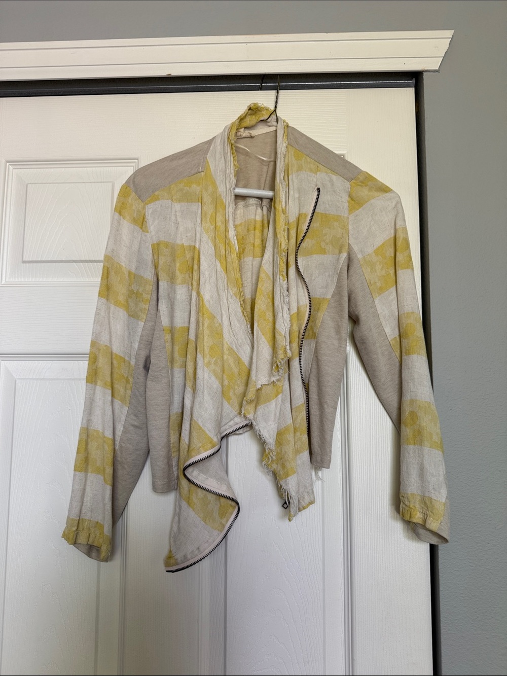Mystree Yellow & Cream Striped Draped Jacket